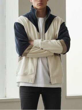 ZARA Men’s Corduroy Colorblock Zip-up Jacket